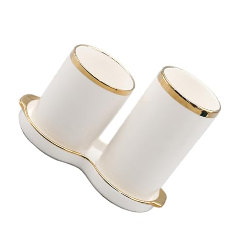 NULYLU Estante de Almacenamiento de Color para Utensilios de Cocina de Cerámica con Doble Compartimento y Drenaje Fácil para Organizar Cubiertos en Estilo Simple
