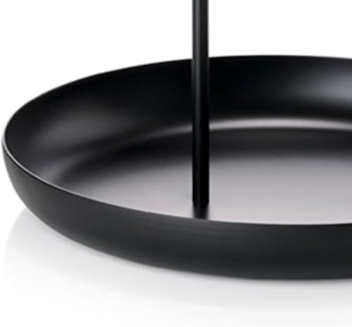 Black Round Tray with Handle 20cm – Minimalist Serving Tray for Coffee Table, Kitchen, Bedroom or Patio - Modern Storage - for Beverages, Snacks, Candles, Keys – ABS Base with Metal Handle - Image 6