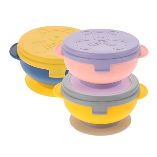 HAMPPLIES 3 Piezas cuencos de silicona tazones de ventosa tazones de arroz para cuenco para