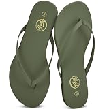 Trary Flip Flops for Women Round Toe Memory Foam Flats Summer Sandals for Women 2026 Vegan Leather Comfortable Womens Sandals Beach Essentials Slides