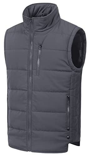 Chrisuno Men's Winter Vest Packable Insulated Puffer Vest Outerwear Warm Sleeveless Jacket For Golf Running Grey Xl #TOP11