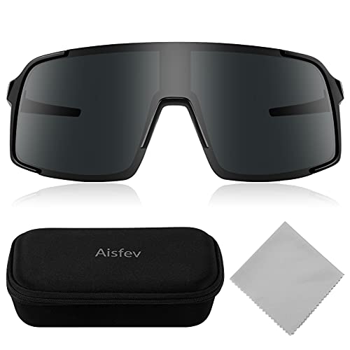 Cycling Sunglasses with Small Wind Resistance ,Riding Sunglasses UV400 Protection for Men and Women (Black)