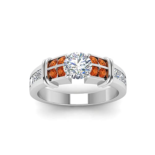 Image of 55Carat Choose Your Gemstone Channel Set Wide Diamond CZ Ring Sterling Silver Round Shape Side Stone Engagement Rings Everyday Jewelry Wedding Jewelry Handmade Gifts for Wife US Size 4 to 12