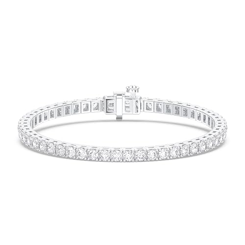 14K White Gold Tennis Bracelet With 4 Carat Lab Grown Diamond 6.5 Inches Length IGI Certified Classic Diamond Tennis Bracelet 4 Prong (E-F Color VVS-VS) Tennis Bracelet For Women Gift For Her