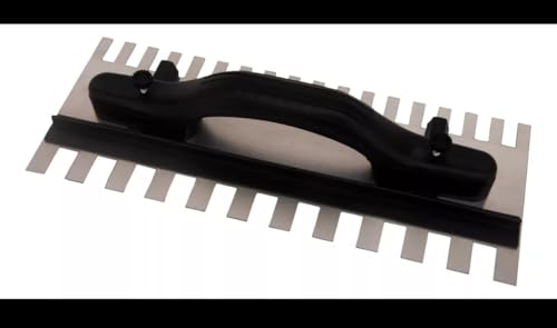 Llana Dentada Bi-Regulable de 35cm | Herramienta profesional de acero anticorrosivo y mango ergonómico para acabados precisos en pisos, azulejos y porcelanatos.