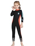 Trajes de baño de neopreno de 2,5 mm con protección UV para niñas pequeñas, para mantener el calor, manga larga, trajes de buceo, talla L