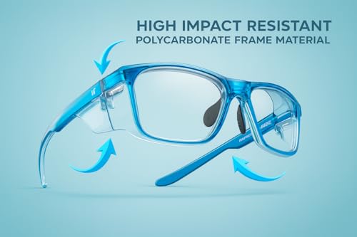 Image of FAMOUS Prescription safety eyeglass frames for men and women polycarbonate material with zero power lens clear side shield