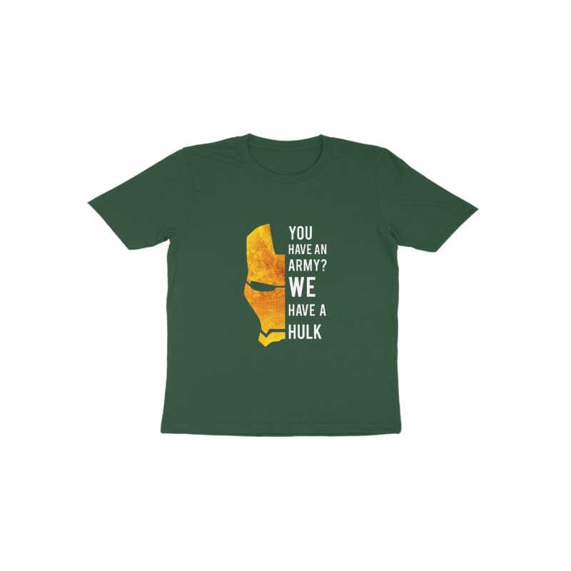 Marvelous90s Child We Have Hulk Regular fit 6Months-9Months Half Olive Green T-Shirt