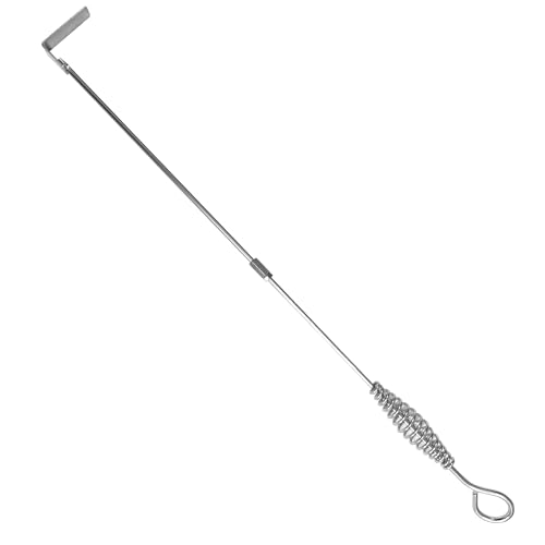 VBOYL 17.5 Inch Stainless Steel Charcoal Grill Ash Rake Hoe with Spring Handle Heavy Duty BBQ Cleaner Poker Scraper Tool for Fireplace Wood Stove Pizza Oven Smoker Kamado Ceramic Grills