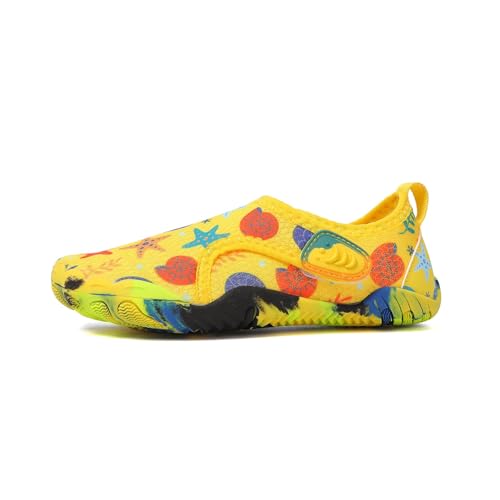 Generisch Zapatos acuáticos unisex con diseño flexible y suela antideslizante, zapatos descalzos para playa y deportes acuáticos, zapatillas de baño ligeras para hombre y mujer, Estilo X06 Amarillo