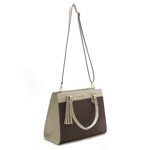Bolsa Feminina Grande Mais Carteira com alça transversal Santorini Handbag (Creme/Marrom)