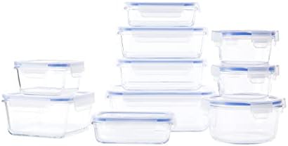 Amazon Basics Glass Locking Lids Food Storage Containers, 20-Piece Set