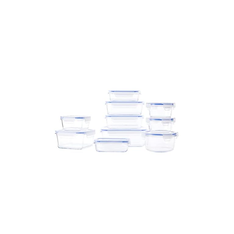 Amazon Basics Glass Locking Lids Food Storage Containers, 20-Piece Set