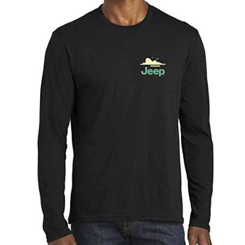 Jeep Dunes Logo Let The Adventure Begin Long-Sleeve Men's T-Shirt 100% Cotton - Black(2X-Large)