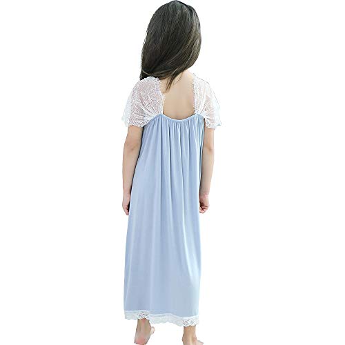 Girls Nightgown,Modal Cotton Sleepwear Solid Color Nightie Casual Princess Dresses for Kids 3-12 Years2