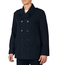 Alpine Swiss Jake Mens Wool Pea Coat Double Breasted Jacket Black