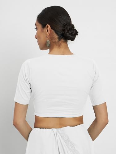 Image of Thevasa Women's Everyday Divine Depth V Neck Half Sleeves Blouse