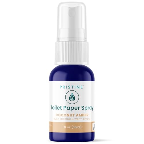 Image of PRISTINE Toilet Paper Spray - As Seen on Shark Tank, More Natural Flushable Wet Wipes Alternative, Spray Toilet Paper to Create Flushable Wipe, Coconut Amber, 1 fl oz Travel Size