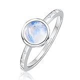 14K Gold Vermeil Natural Moonstone 925 Sterling Silver Moon Ring Boho Charm Statement Band Ring For