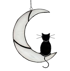 Zuajiter Schwarze Katze Mond Buntglas Sonnenfänger