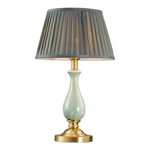 UXZDX Modern Table Lamps，Set Coastal Ceramic Sky Glaze Linen Fabric Drum Shade for Living，Room Family Bedroom Lamp