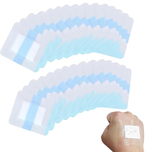 Waterproof Adhesive Wound Dressings for Wounds 6cm x 7cm Sterile Dressing Transparent Bandage Absorbent for Cuts Grazes ulcers Individually Wrapped Sores Hypoallergenic (Blue 30)