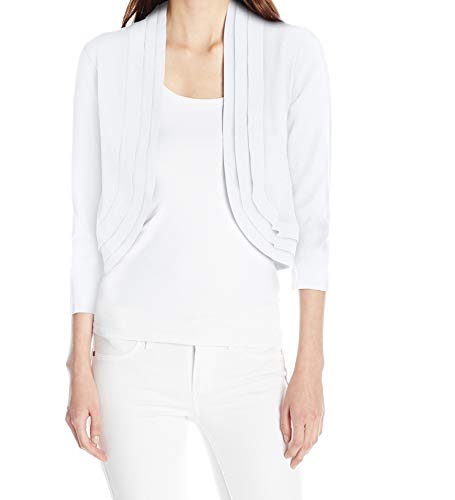 Ronni Nicole Women's 3/4 Sleeve Triple Pleat Bolero Shrug, White, Xtra Large