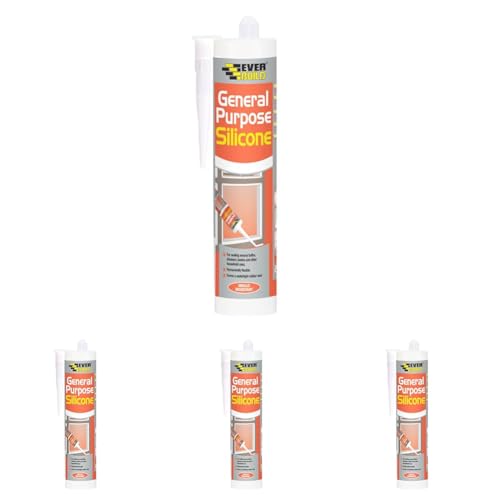 Everbuild General Purpose Silicone Sealant – Waterproof – Suitable for Interior and Exterior Use – Clear – 280ml (Pack of 4)
