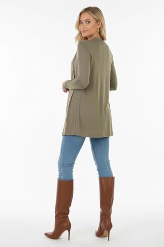 Image of ToBeInStyle Womens Open Front Long Sleeve Lightweight Asymmetrical Draped Cardigan with Side Pockets
