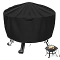 Fire Pit Cover Round Waterproof - Fits 30 inch Patio Gas Fire Bowl - Durable 600D Heavy Duty PVC Coating Outdoor Firepit PVC Coating Windproof Dustproof Anti UV, 30" D x 17" H, Black