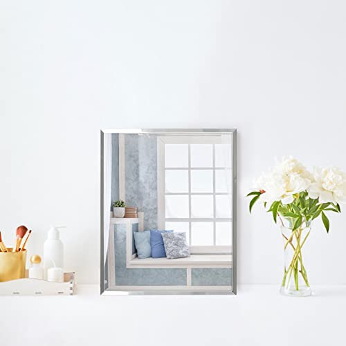 Amazon Brand – Pinzon Frameless Desk Mirror, Rectangle Beveled Edge Table Mirror, Tabletop Vanity Makeup Mirrors For Bathroom Bedroom Desk Stand Wall Hanging, 10.5X13 Inch #TOP5