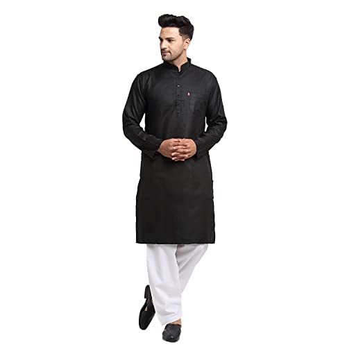 Image of Royal Kurta Mens Cotton Solid Pattern Kurta and Salwar Set