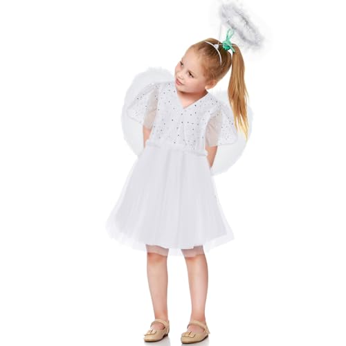 Disfraz completo de ángel blanco para niñas 10-12 años miniatura 6
