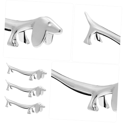 ASAKKURA 4個 属製小犬形状箸置き 繊細でリアルなデザイン 箸サポートキッチン用品 ホームパーティーやレストラン用卓上装飾