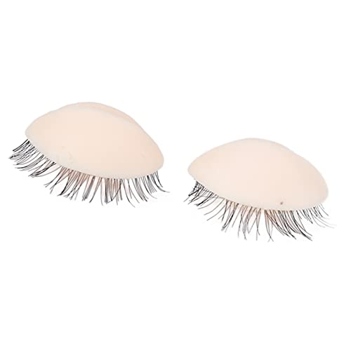 Uxsiya Mannequin Head Eyelids, Eyelash Grafting Practice 3 works Silicone Eyelids with Eyelashes Replaceable for Salon(Pink) - Image 2