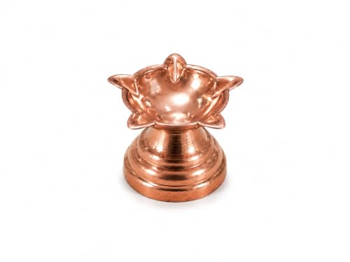 Image of Copper Diya for Puja Small Size Kodia Pooja Home Set Tamba Diva ka Traditional Dia for Diwali Gifting Distributing Handheld Badha Kodiya 3.3 cm Dia Pack of 6