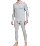wirarpa Men's Thermal Underwear Set Cotton Warm Base Layer Lightweight Long Sleeve Top & Pyjama Bottoms Heather Gray Size L