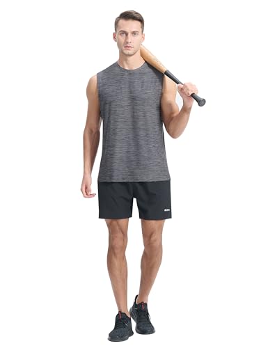 Image of EZRUN Men's Workout Sleeveless Shirts Quick Dry Muscle Swim Shirt Gym Fitness Running Beach Tank Tops