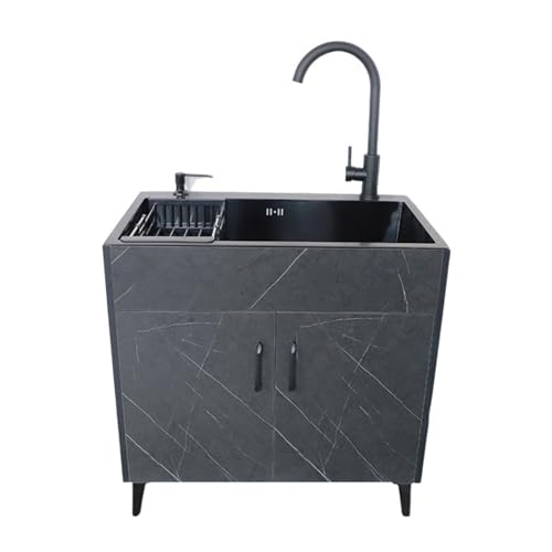 Lavandino da esterno con mobile、Mobile Lavelli cucina acciaio inossidabile con Rubinetto Singolo a Freddo、Lavello del Ristorante commerciale ，Inossidabile con il Rubinetto Girevole 360°,per Ristorante