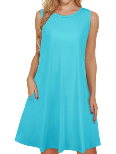 Image of elescat Women's Summer Dresses Casual Sleeveless Loose Sundress with Pocket