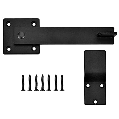 POPUBB Gate Latch, Two Sided Flip Gate Latch Barn Door Lock for Security and Privacy, Heavy Duty Metal Lift Latch Hardware for Wooden Fence, Shed Door, Farm Gate, Cabinet, Black