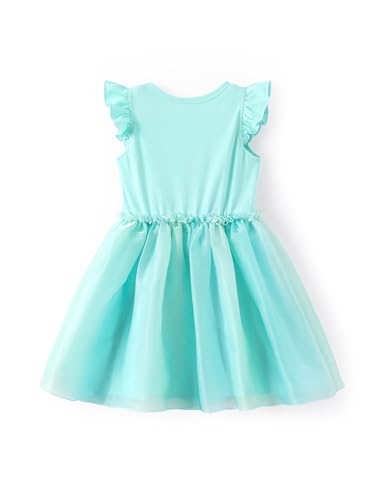 Image of Disney Princess Frozen Elsa Minnie Stitch Toddler Girl Tulle Tutu Dress Ruffle Sleeve Mesh Summer Birthday Party Clothes 2-9Y