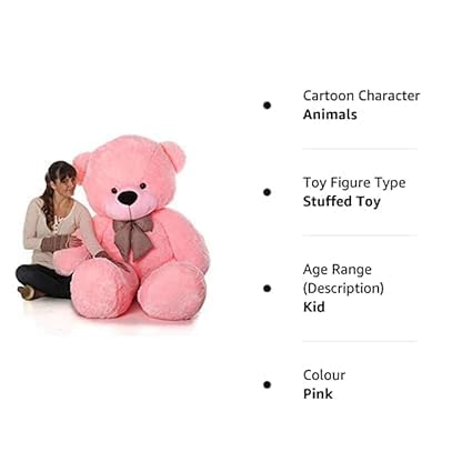 Image of Giant Plush Teddy Bear - Soft, Cuddly Plush Toy for Valentine's Day, Birthdays, Anniversaries for Kids, Girls, & Loved Ones 60 Inch Stuffed Animal Toy - Soft Pink Bear 152cm