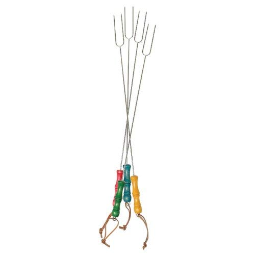 Rome's 8 Piece Marshmallow Roasting Fork Set, Chrome Plated with Multi Colored Handles