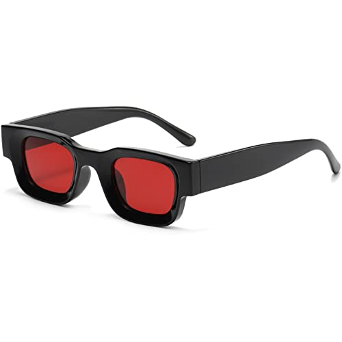 Image of AIEYEZO Modern Thick Rectangle Sunglasses for Women Men 90s Retro Chunky Square Polarized Sun Glasses UV400 Protection
