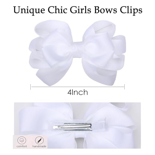 Pinzas para cabello de lazo grosgrain 4 pulgadas blancas miniatura 4