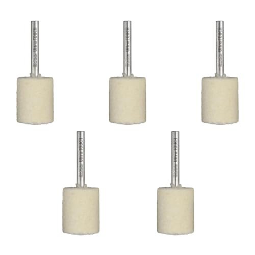 Image of Ultra Touch Felt Mop Wheel | 1 /4 inch Shank | Suitable for Polishing | Can be used with Drill Machine /Die Grinder | Metal Working | Pack of 5 (20 x 25mm)