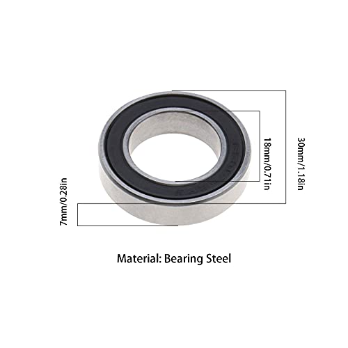 EMSea 2PCS 18x30x7mm Bycycle Wheel Hub Bearing Steel Bearing Deep Groove Ball Bearing MR18307-2RS 18307-LBLU for MTB/ROAD/BMX Bike - Image 3