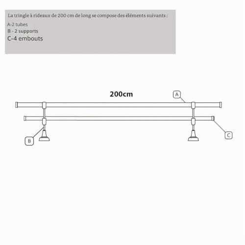 MDEKOR Tringle à rideaux 200 cm à double passage | Tringle à rideaux pour montage mural Or vieilli en métal | Set de tringles à rideaux Ø 19 mm – vue 5