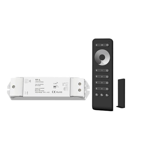 V1-L LED ������ 12V 24V 1CH 15A PWM 0-100% ���i�K�����X�C�b�` 2.4 �O�������C�����X �����[�g LED ���C�g�X�g���b�v�v�b�V��������(Model F)